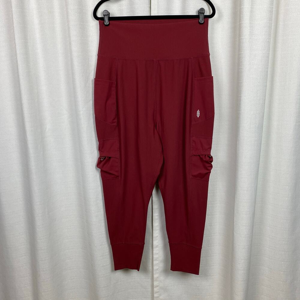 Free People Movement Red Take A Hike Harem Jogger Pants Sz.L - Picture 5 of 13